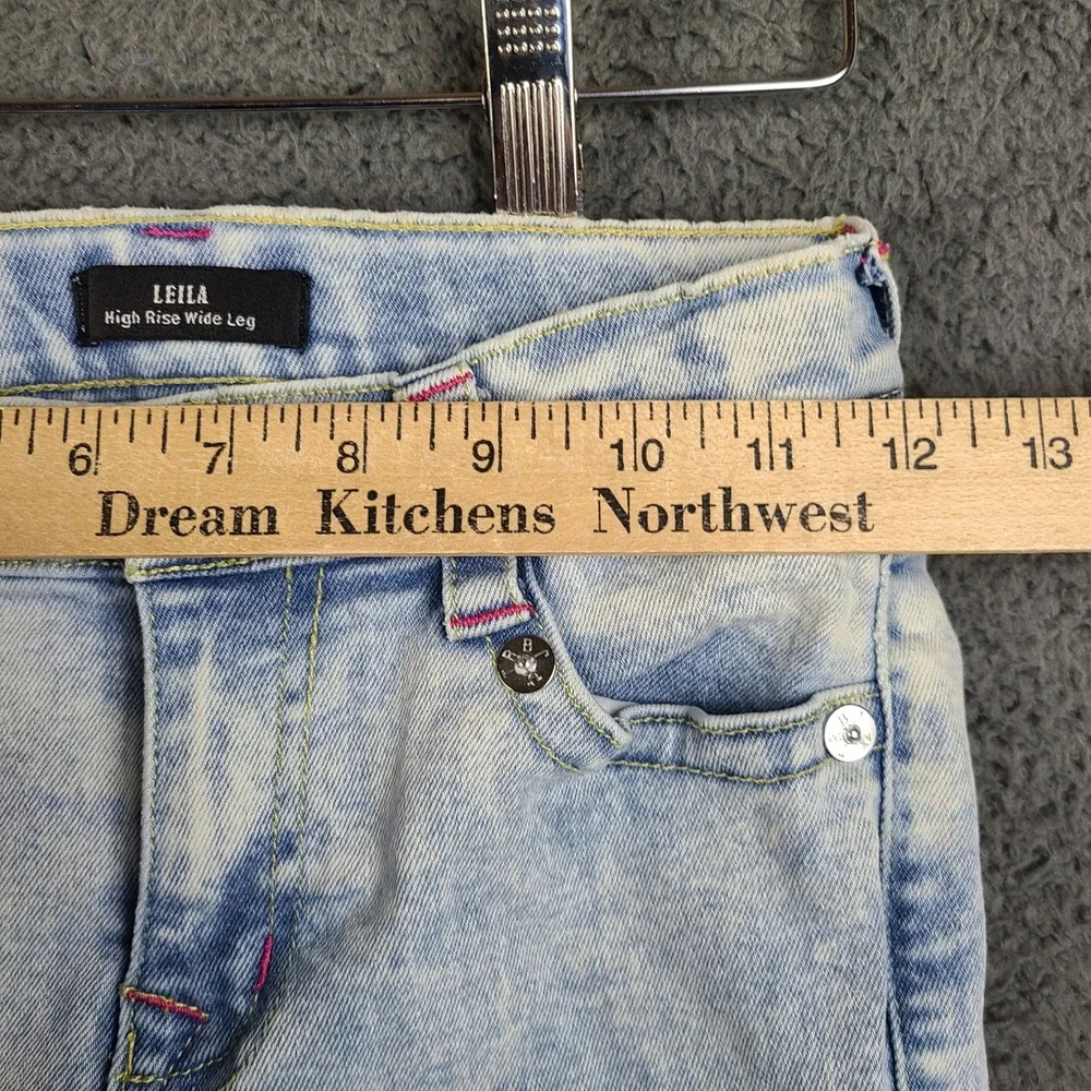 True Religion Leila Girls High Rise Wide Leg Cargo Jeans Light Wash Pink 12